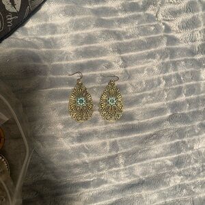 Bohemian Teardrop Earrings with Turquoise Accents